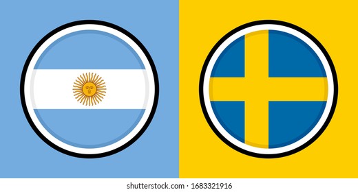 round icons, argentina and sweden flags