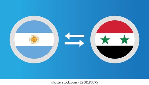 iconos redondos con el concepto de tipo de cambio de la bandera argentina y siria elemento gráfico Diseño de la plantilla de ilustración
