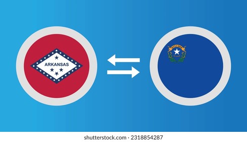 round icons with Arkansas and Nevada flag - United States region exchange rate concept graphic element Illustration template design
