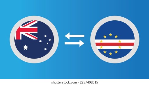 round icons with Australia and Cape Verde flag exchange rate concept graphic element Illustration template design
