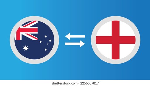 round icons with Australia and England flag exchange rate concept graphic element Illustration template design
