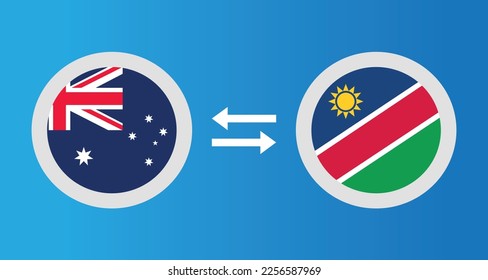 round icons with Australia and Namibia flag exchange rate concept graphic element Illustration template design
