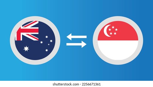 round icons with Australia and Singapore flag exchange rate concept graphic element Illustration template design
