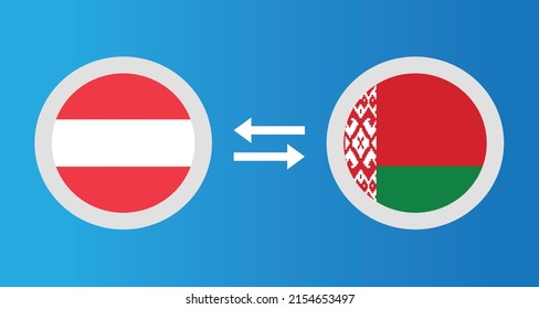 iconos redondos con el concepto de tipo de cambio del indicador Austria y Belarús elemento gráfico Diseño de la plantilla de ilustración

