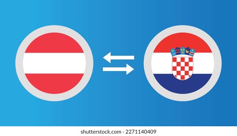 Rundsymbole mit Österreich und Kroatien Flaggenwechselkurs Konzept Grafik Element Illustration Template Design
