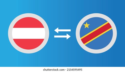 Rundsymbole mit dem Flaggenwechselkonzept des Landes Österreich und Demokratische Republik Kongo Grafikelement Illustration Template Design
