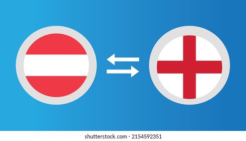 round icons with Austria and England flag exchange rate concept graphic element Illustration template design
