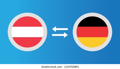 round icons with Austria and Germany flag exchange rate concept graphic element Illustration template design
