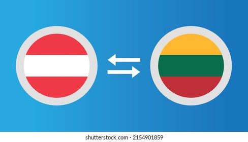 round icons with Austria and Lithuania flag exchange rate concept graphic element Illustration template design
