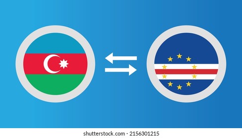 round icons with Azerbaijan and Cape Verde flag exchange rate concept graphic element Illustration template design
