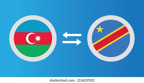 round icons with Azerbaijan and Democ ratic Congo flag exchange rate concept graphic element Illustration template design
