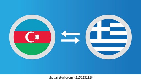 round icons with Azerbaijan and Greece flag exchange rate concept graphic element Illustration template design
