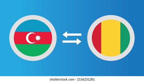 round icons with Azerbaijan and Guinea flag exchange rate concept graphic element Illustration template design
