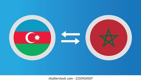 round icons with Azerbaijan and Morocco flag exchange rate concept graphic element Illustration template design
