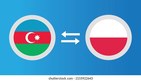 round icons with Azerbaijan and Poland flag exchange rate concept graphic element Illustration template design
