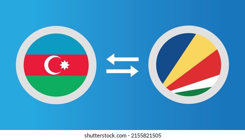 round icons with Azerbaijan and Seychelles flag exchange rate concept graphic element Illustration template design
