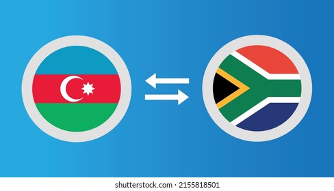 round icons with Azerbaijan and South Africa flag exchange rate concept graphic element Illustration template design
