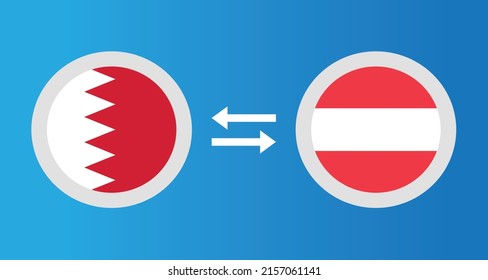 Rundsymbole mit Bahrain und Österreich Flag-Wechselkurs-Konzept Grafik-Element Illustration Vorlage Design
