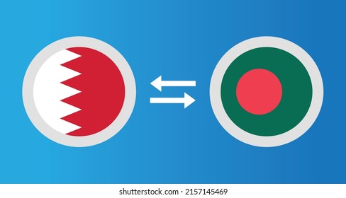 round icons with Bahrain and Bangladesh flag exchange rate concept graphic element Illustration template design
