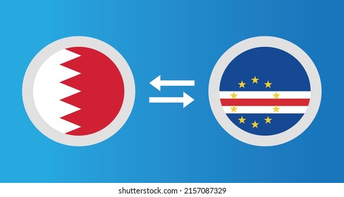 round icons with Bahrain and Cape Verde flag exchange rate concept graphic element Illustration template design
