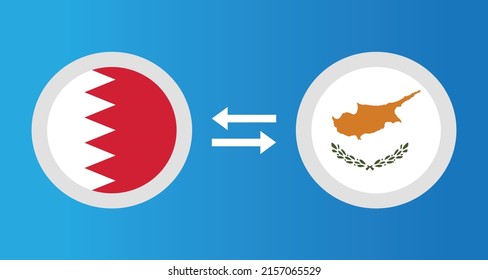 round icons with Bahrain and Cyprus flag exchange rate concept graphic element Illustration template design
