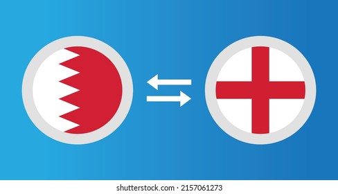 round icons with Bahrain and England flag exchange rate concept graphic element Illustration template design
