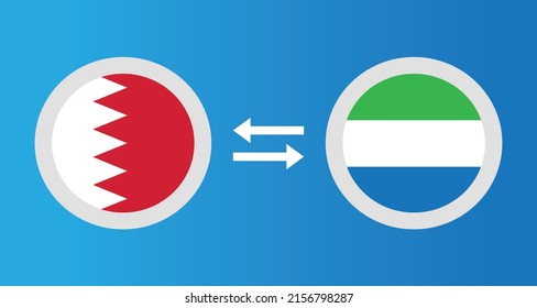 round icons with Bahrain and Sierra Leone flag exchange rate concept graphic element Illustration template design
