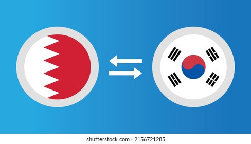 round icons with Bahrain and South Korea flag exchange rate concept graphic element Illustration template design
