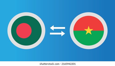 Rundsymbole mit dem Wechselkurs-Konzept der Flagge von Bangladesch und Burkina Faso Grafikelement Illustration Vorlage Design
