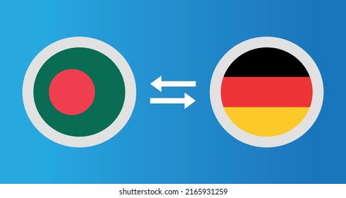 round icons with Bangladesh and Germany flag exchange rate concept graphic element Illustration template design
