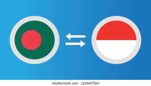 round icons with Bangladesh and Indonesia flag exchange rate concept graphic element Illustration template design
