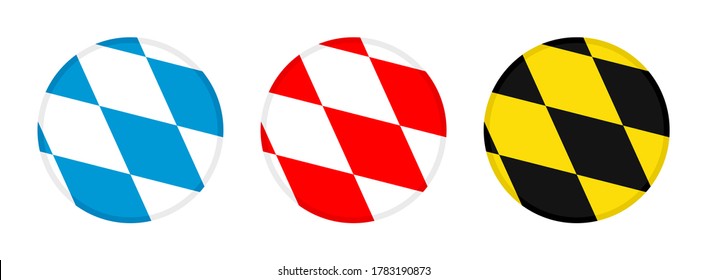 round icons, bavaria, franconia, munich flag, isolated on white background