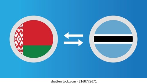round icons with Belarus and Botswana flag exchange rate concept graphic element Illustration template design
