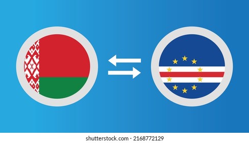 round icons with Belarus and Cape Verde flag exchange rate concept graphic element Illustration template design
