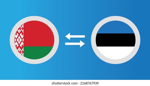 round icons with Belarus and Estonia flag exchange rate concept graphic element Illustration template design
