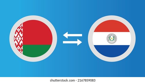 round icons with Belarus and Paraguay flag exchange rate concept graphic element Illustration template design
