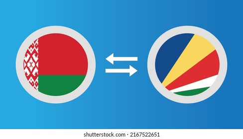 round icons with Belarus and Seychelles flag exchange rate concept graphic element Illustration template design
