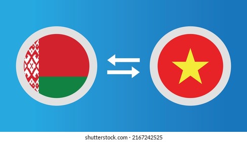 iconos redondos con Bielorrusia y Vietnam concepto de tipo de cambio elemento gráfico Ilustración diseño de plantilla
