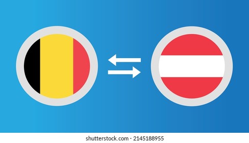 round icons with Belgium and Austria flag exchange rate concept graphic element Illustration template design
