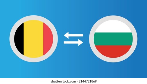 round icons with Belgium and Bulgaria flag exchange rate concept graphic element Illustration template design
