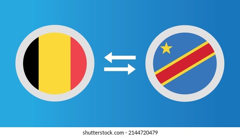 round icons with Belgium and Democratic Congo flag exchange rate concept graphic element Illustration template design
