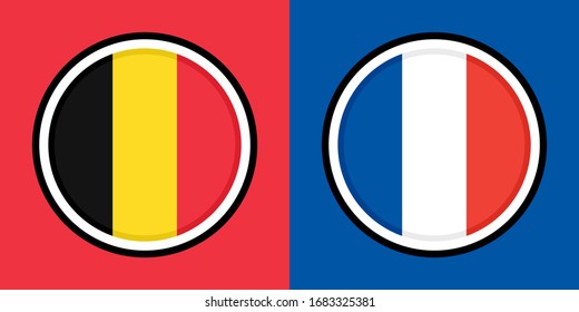 round icons, belgium and france flags