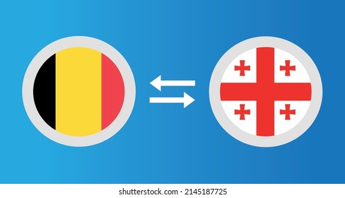 round icons with Belgium and Georgia flag exchange rate concept graphic element Illustration template design
