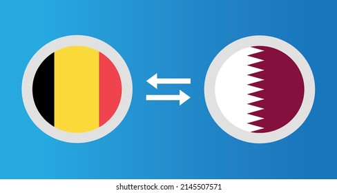 round icons with Belgium and Qatar flag exchange rate concept graphic element Illustration template design
