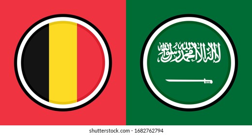 round icons, belgium and saudi arabia flags