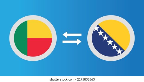 round icons with Benin and Bosnia Herzegovina flag exchange rate concept graphic element Illustration template design
