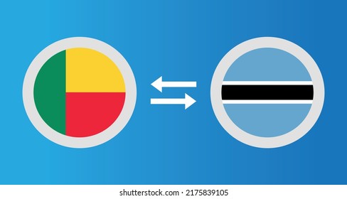 round icons with Benin and Botswana flag exchange rate concept graphic element Illustration template design
