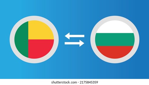 round icons with Benin and Bulgaria flag exchange rate concept graphic element Illustration template design
