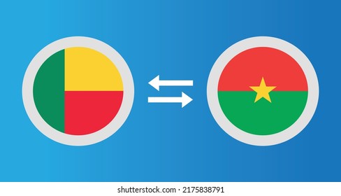 Rundsymbole mit Benin und Burkina Faso Flag Wechselkurs-Konzept Grafikelement Illustration Vorlage Design
