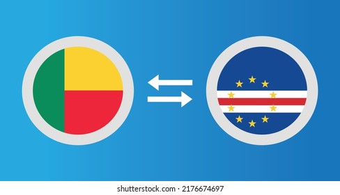 round icons with Benin and Cape Verde flag exchange rate concept graphic element Illustration template design
